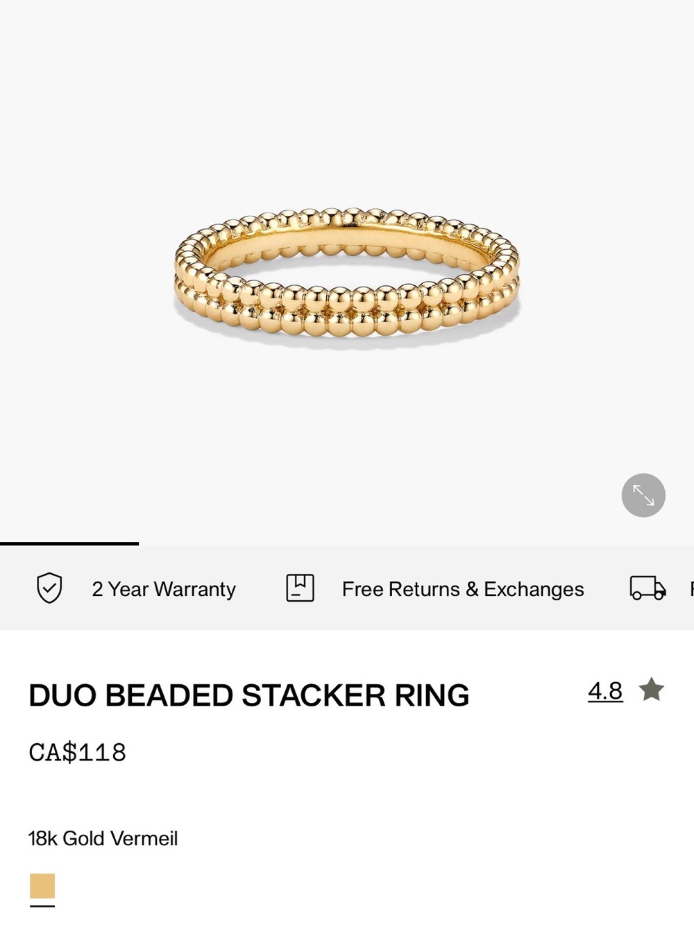 Mejuri Gold Beaded Double Band Ring